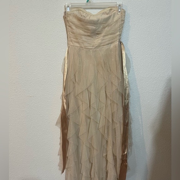 Teeze Me women/girl’s dress gold strapless with sash - Picture 6 of 10